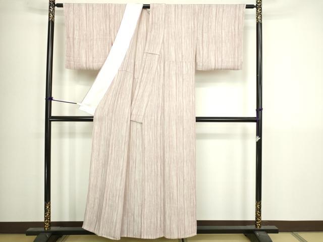 平和屋着物▽上質な小紋 単衣 縞 鬼しぼ縮緬 正絹 逸品 DABI4776sf
