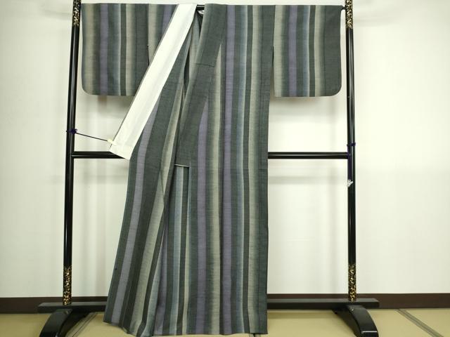 平和屋着物▽上質な紬 単衣 間道 100亀甲 正絹 逸品 DABI4784sf