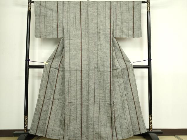 平和屋着物▽上質な紬 単衣 間道 正絹 逸品 DABI4796sf