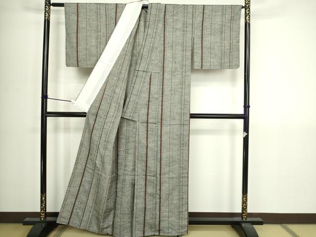 平和屋着物▽上質な紬 単衣 間道 正絹 逸品 DABI4796sf