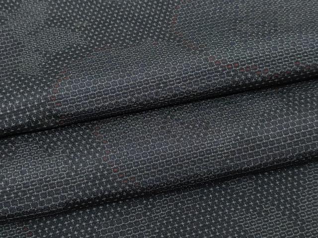 平和屋着物▽本塩沢 単衣 110亀甲 草花文 正絹 逸品 DABI4803sf