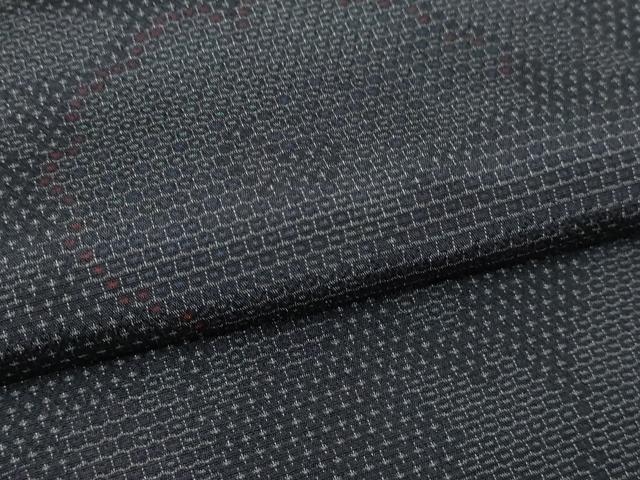 平和屋着物▽本塩沢 単衣 110亀甲 草花文 正絹 逸品 DABI4803sf