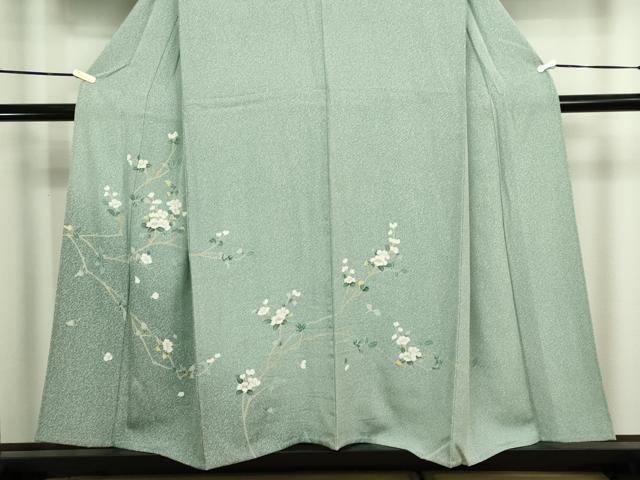 平和屋着物▽訪問着 単衣 友禅 枝花文 正絹 逸品 DABI4805sf