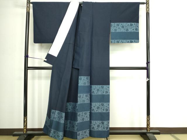 平和屋着物▽訪問着 単衣 紬地 更紗花文 正絹 逸品 DABI4806sf