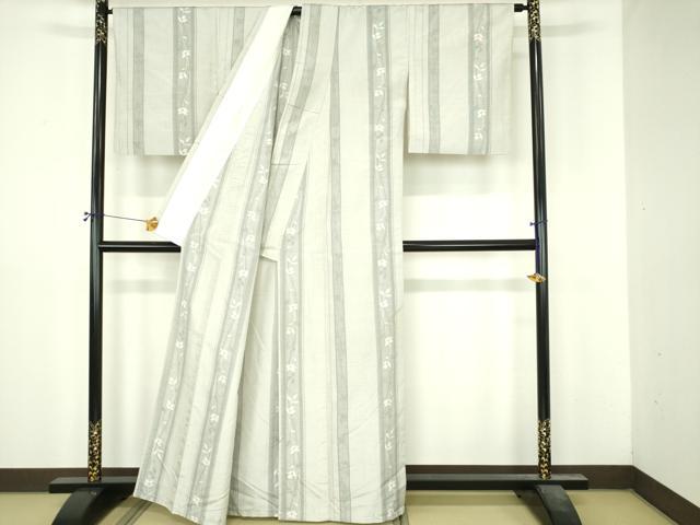 平和屋着物▽上質な紬 単衣 枝花文 正絹 逸品 DABI4810sf