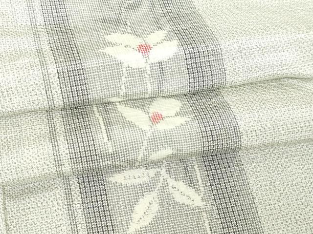 平和屋着物▽上質な紬 単衣 枝花文 正絹 逸品 DABI4810sf