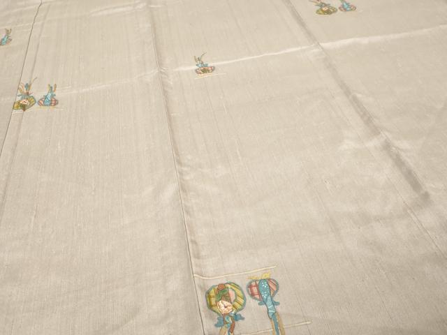 平和屋着物▽上質な小紋 単衣 生紬 草花文 正絹 逸品 DABI4824sf