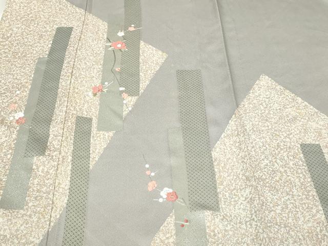 平和屋着物▽訪問着 単衣 刺繍 枝花文 銀彩 正絹 逸品 DABI4830sf