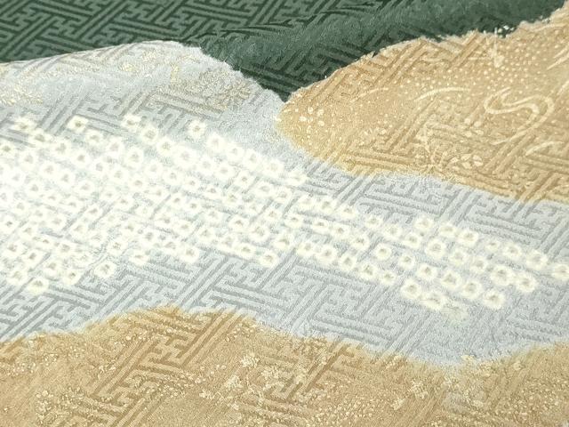 平和屋着物▽訪問着 単衣 絞り 刺繍 流水草花文 金彩 正絹 逸品 DABI4831sf