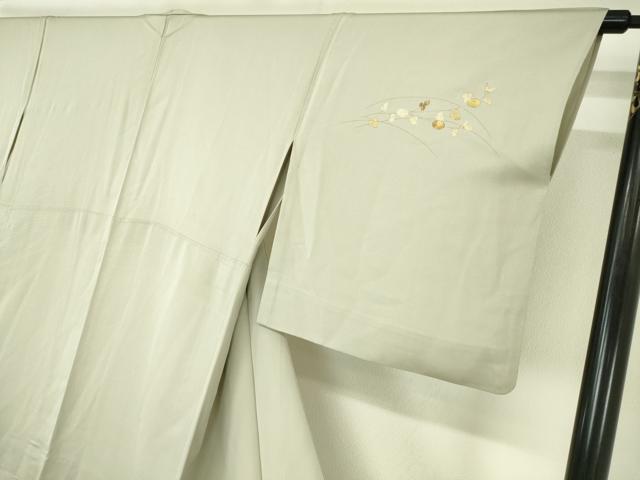平和屋着物▽訪問着 単衣 竹屋町刺繍 枝葉文 金彩 正絹 逸品 DABI4834sf