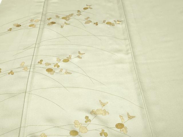 平和屋着物▽訪問着 単衣 竹屋町刺繍 枝葉文 金彩 正絹 逸品 DABI4834sf