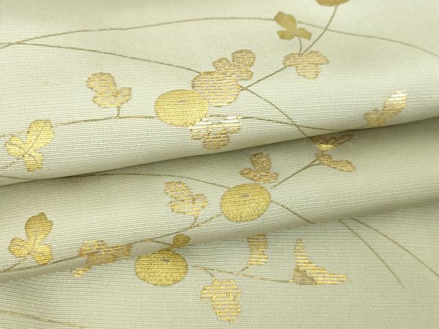 平和屋着物▽訪問着 単衣 竹屋町刺繍 枝葉文 金彩 正絹 逸品 DABI4834sf