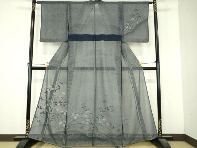 平和屋着物▽訪問着 単衣 無双 紗袷 紗×紗 枝葉文 正絹 逸品 DABI4835sf