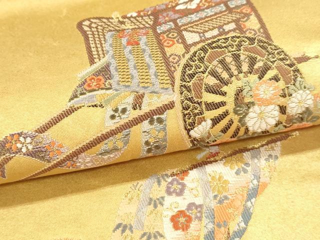 平和屋本店●六通柄袋帯 桃山吉祥絵巻 本金箔 金泥箔 正絹 逸品 DABI4844sf