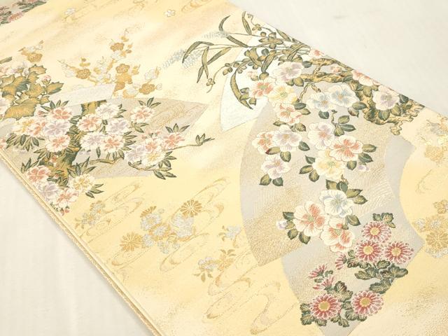 平和屋本店▼六通柄袋帯 紹巴 優花扇重ね 本金箔 正絹 逸品 DABI4851sf