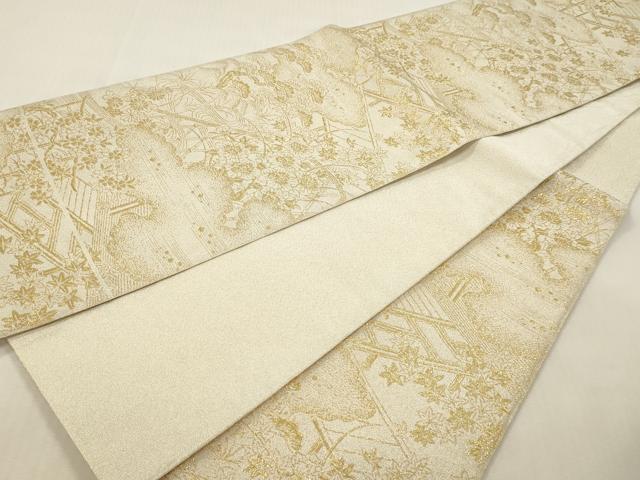 平和屋本店▼六通柄袋帯 つづれ 草花文 弐拾四金箔 正絹 逸品 DABI4856sf