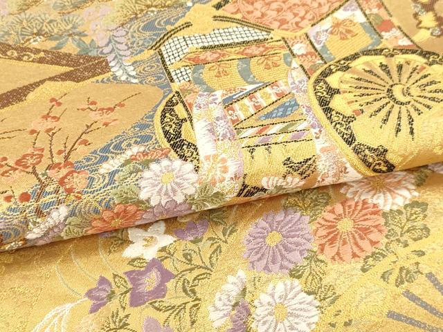 平和屋本店●西陣 長嶋成織物 六通柄袋帯 屏風御草文 本金箔 瀞金錦 正絹 逸品 DABI4861sf
