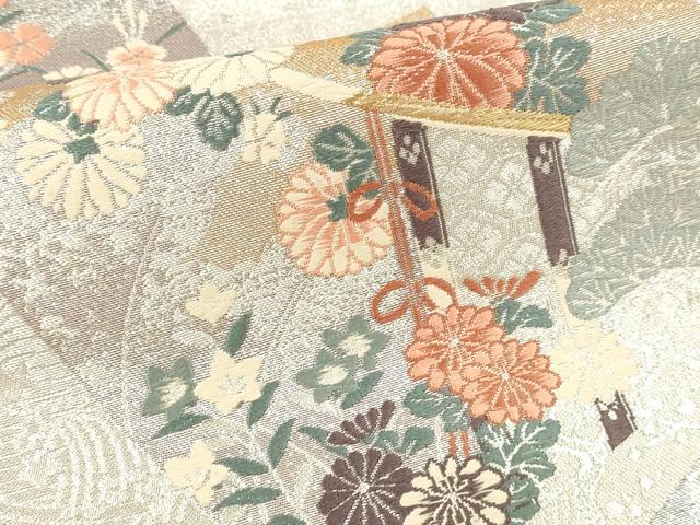 平和屋本店▼六通柄袋帯 慶祥利休 本金箔 正絹 逸品 DABI4863sf