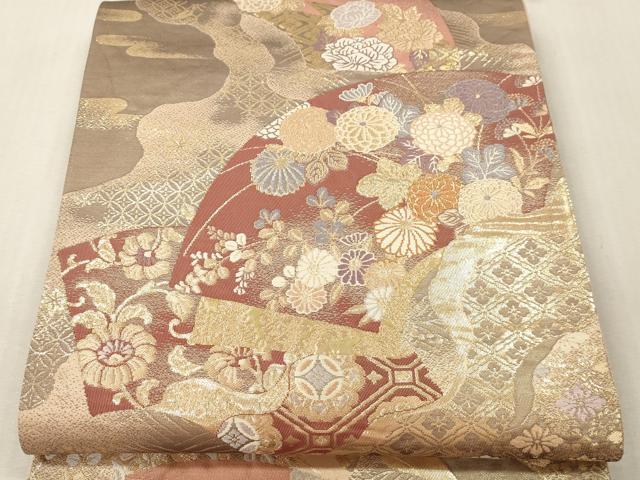 平和屋本店▼六通柄袋帯 装匠錦 純金箔二重織 正絹 逸品 DABI4870sf
