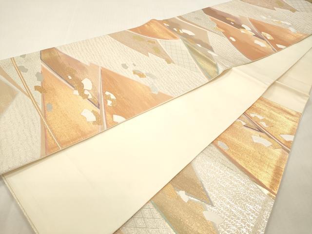 平和屋本店▼六通柄袋帯 輝彩錦 舞地紙文 本金箔 正絹 逸品 DABI4871sf