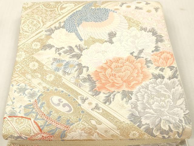 平和屋本店▼六通柄袋帯 弐拾四金二重織 正絹 逸品 DABI4879sf
