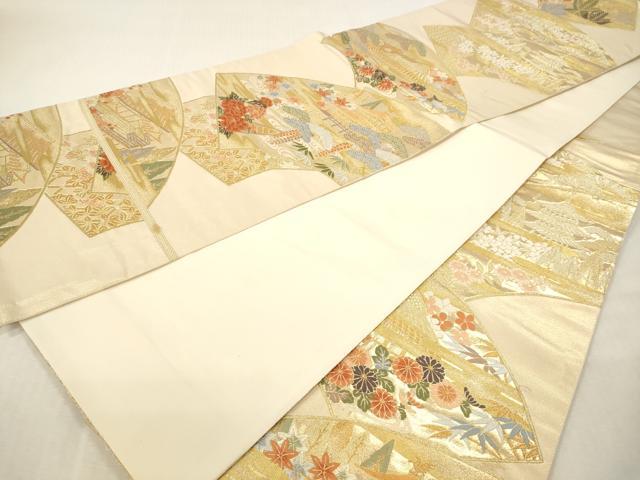 平和屋本店▼六通柄袋帯 王華 京の百景 本金箔 正絹 逸品 DABI4893sf