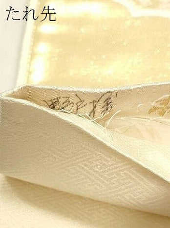 平和屋本店▼六通柄袋帯 花唐草文 本金プラチナ箔 正絹 逸品 DABI4898sf