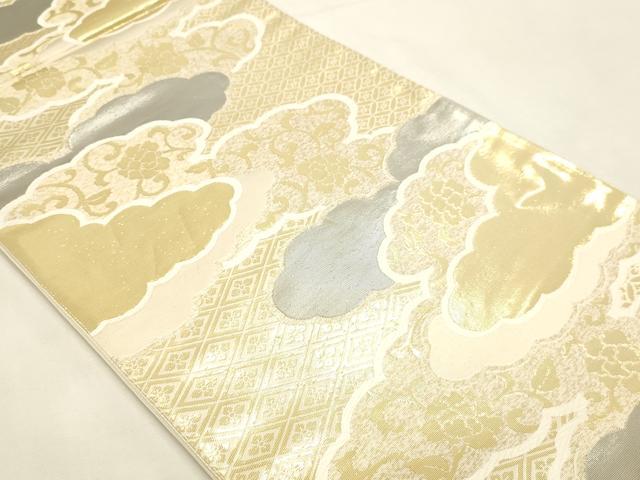 平和屋本店▼六通柄袋帯 花唐草文 本金プラチナ箔 正絹 逸品 DABI4898sf