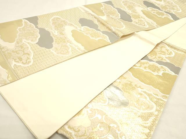 平和屋本店▼六通柄袋帯 花唐草文 本金プラチナ箔 正絹 逸品 DABI4898sf