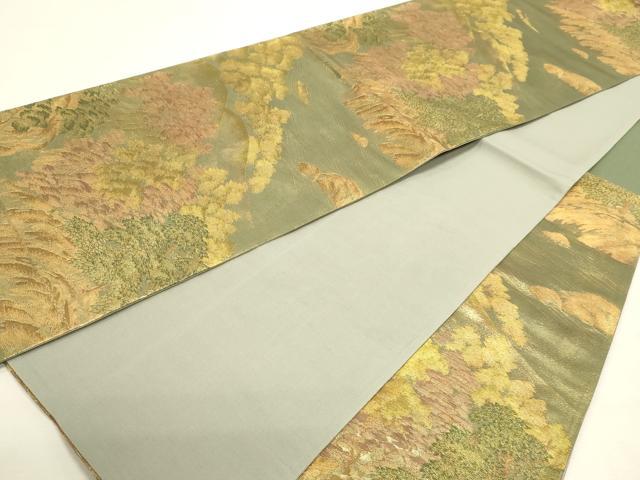平和屋本店▼六通柄袋帯 重ね山風景文 純金箔 正絹 逸品 DABI4900sf