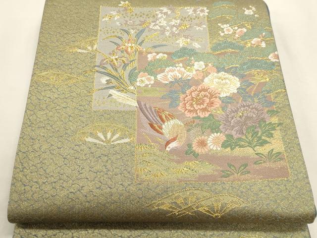 平和屋本店▼六通柄袋帯 花錦彩 花鳥文 本金箔 正絹 逸品 DABI4904sf