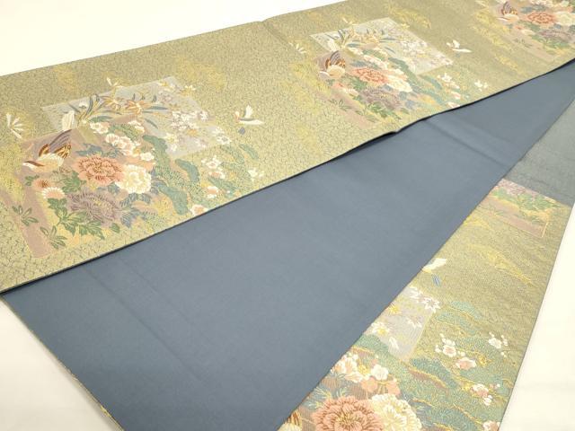 平和屋本店▼六通柄袋帯 花錦彩 花鳥文 本金箔 正絹 逸品 DABI4904sf