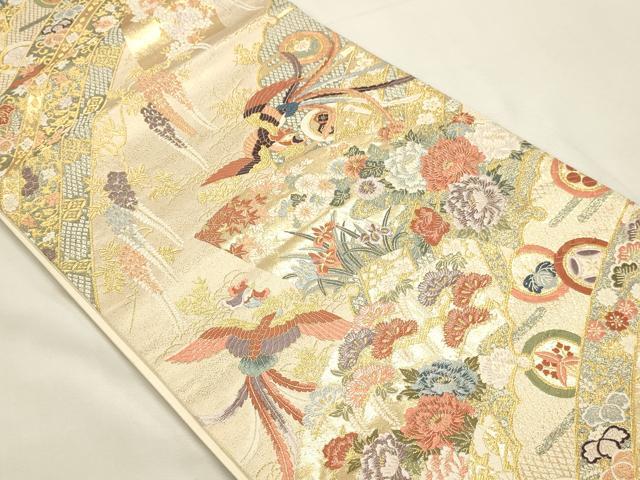 平和屋本店▼六通柄袋帯 九百錦 麗華扇面錦 本金箔 正絹 逸品 DABI4909sf