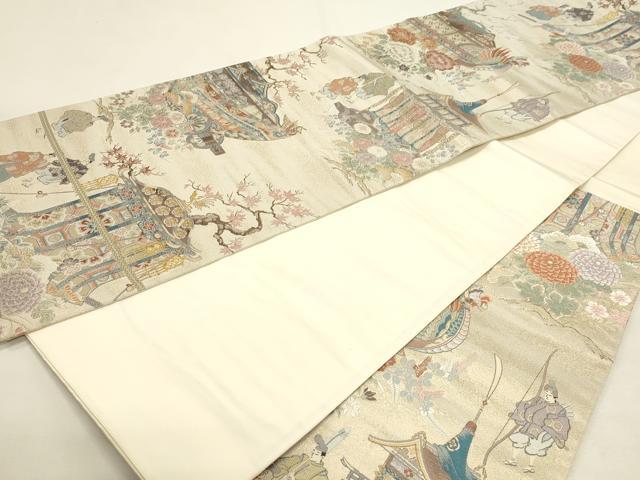 平和屋本店▼六通柄袋帯 古都の祭 純金箔 正絹 逸品 DABI4913sf
