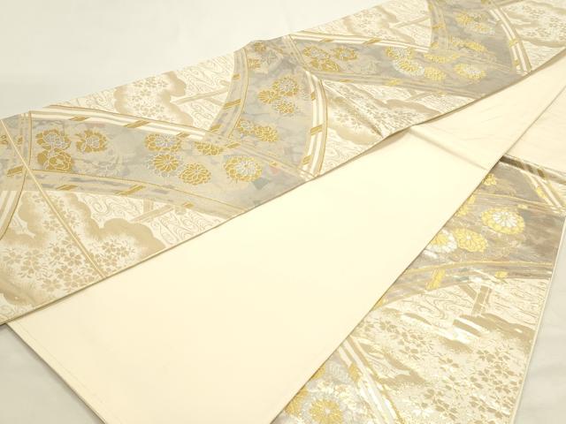 平和屋本店▼六通柄袋帯 渡橋春秋 純金箔二重引 24金 正絹 逸品 DABI4917sf