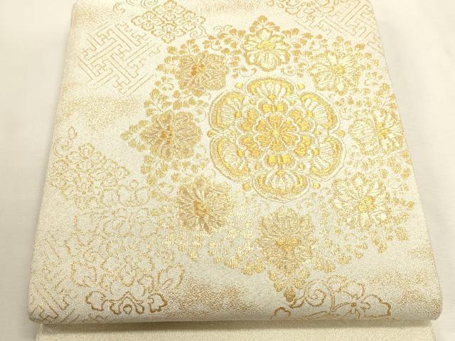 平和屋本店▼太鼓柄袋帯 桃山藤華文 本金箔 正絹 逸品 DABI4920sf