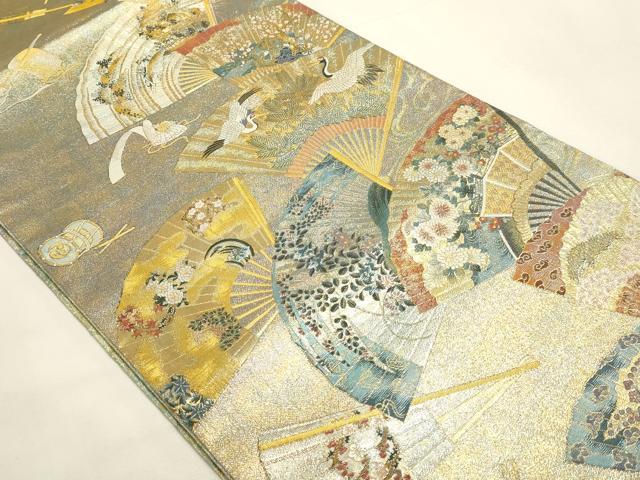平和屋本店▼西陣あさぎ 両面 全通全景柄袋帯 徳川美術館秘蔵 24金プラチナ二重箔 正絹 逸品 DABI4921sf