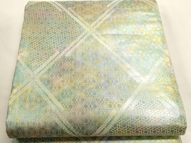 平和屋本店▼西陣あさぎ 両面 全通全景柄袋帯 徳川美術館秘蔵 24金プラチナ二重箔 正絹 逸品 DABI4921sf