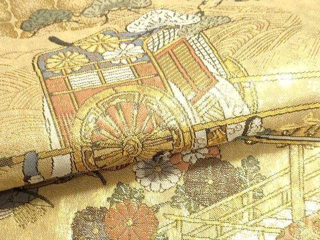 平和屋本店▼全通全景柄袋帯 伊勢物語 在中将絵巻 本金箔 反端付き 正絹 逸品 DABI4924sf