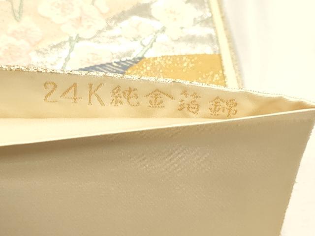 平和屋本店▼六通柄袋帯 唐織 九百錦 加賀紅彩扇文 24k純金箔錦 正絹 逸品 DABI4928sf