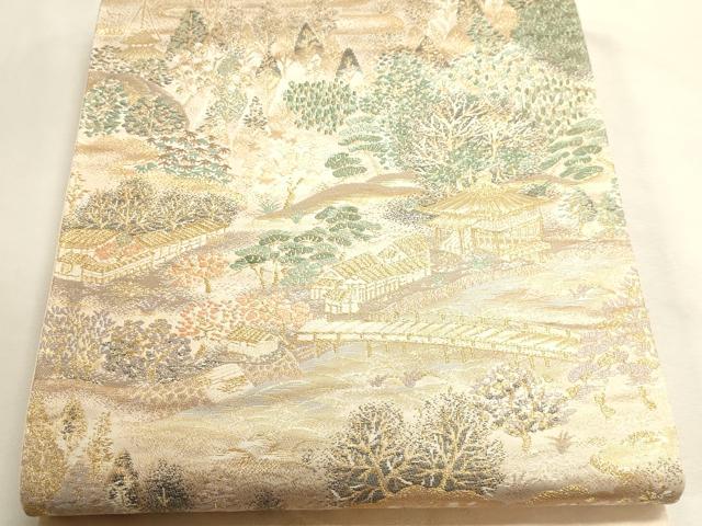 平和屋本店▼西陣 六通柄袋帯 都路遊歩 本金箔二重織 正絹 逸品 DABI4936sf