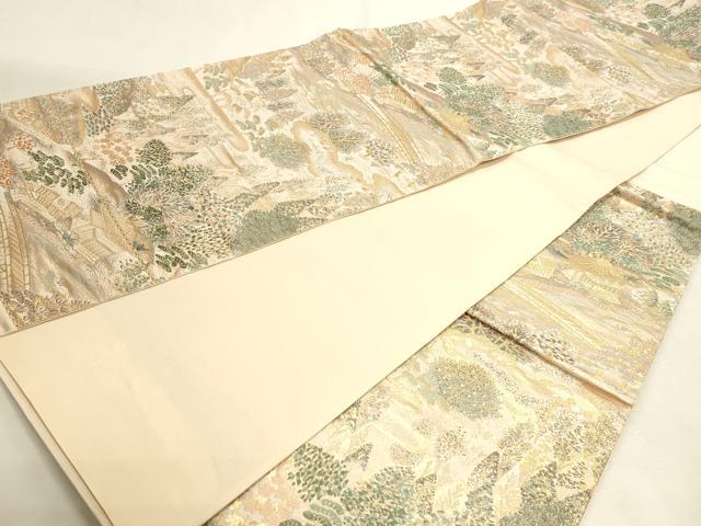平和屋本店▼西陣 六通柄袋帯 都路遊歩 本金箔二重織 正絹 逸品 DABI4936sf