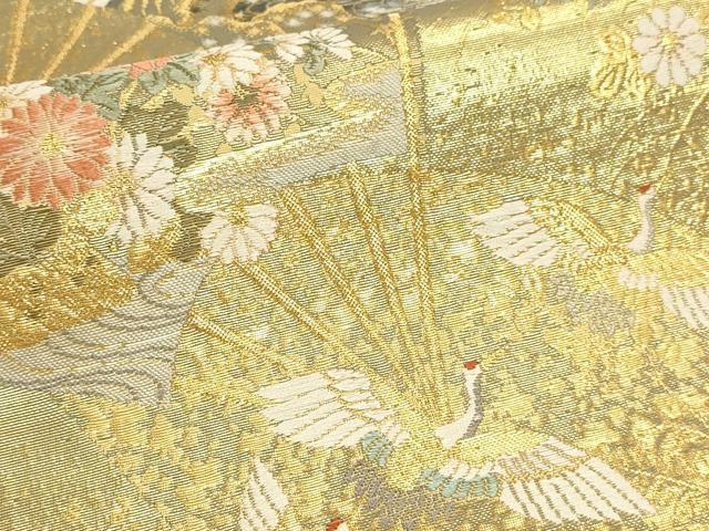 平和屋本店▼六通柄袋帯 唐織 峰鶴錦 本金箔二重 正絹 逸品 DABI4941sf