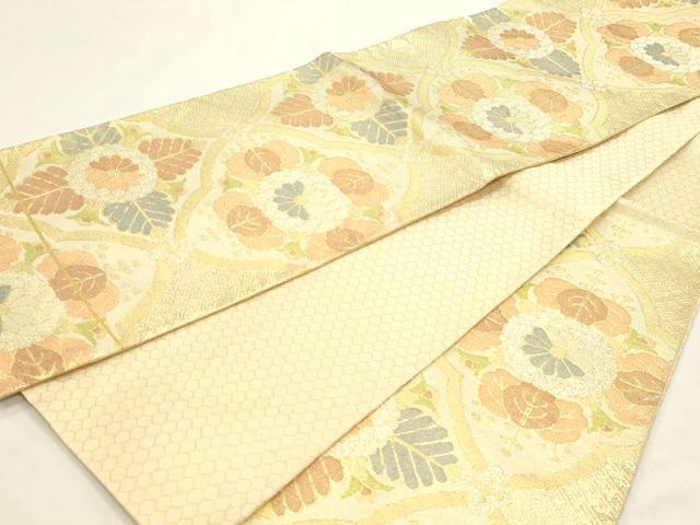 平和屋本店▼六通柄袋帯 松葉花文 純金佐賀錦織 正絹 逸品 DABI4946sf