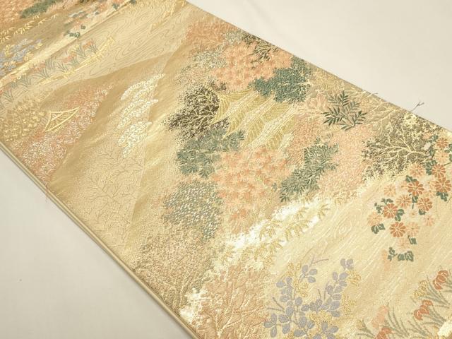 平和屋本店▼六通柄袋帯 風景文 本金二重箔 正絹 逸品 DABI4958sf