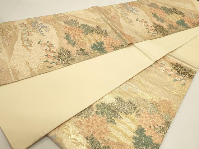 平和屋本店▼六通柄袋帯 風景文 本金二重箔 正絹 逸品 DABI4958sf