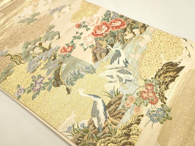 平和屋本店▼六通柄袋帯 唐織 九百錦 彩華の園 本金箔 正絹 逸品 DABI4959sf