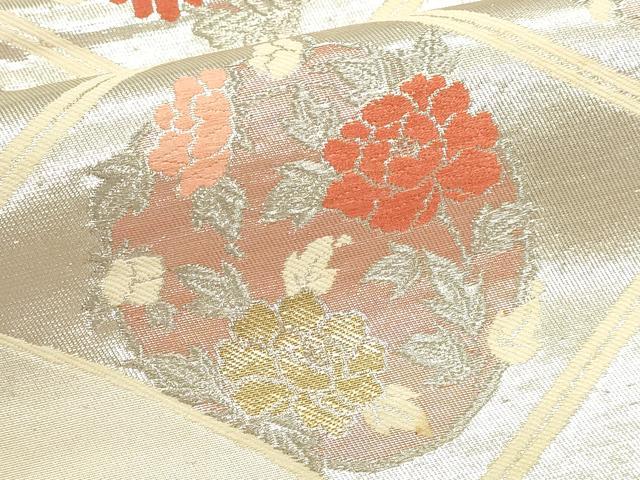 平和屋本店▼六通柄袋帯 花唐草文 錦純金箔24K 正絹 逸品 DABI4960sf