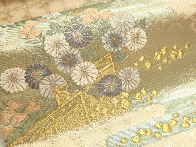 平和屋本店▼六通柄袋帯 九百錦 草花文 本金箔 正絹 逸品 DABI4962sf