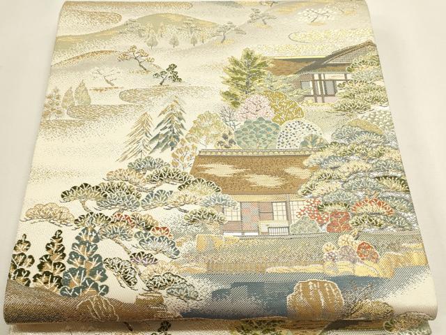 平和屋本店▼六通柄袋帯 柱離宮 本金二重箔 正絹 逸品 DABI4966sf
